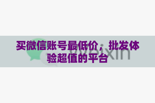 买微信账号最低价，批发体验超值的平台