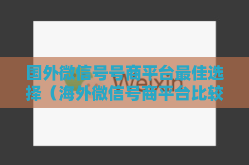 国外微信号号商平台最佳选择（海外微信号商平台比较）