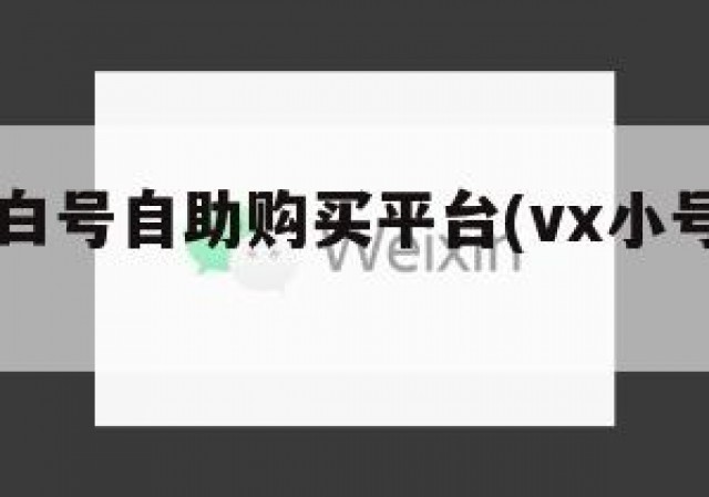 vx小号白号自助购买平台(vx小号自助交易平台)